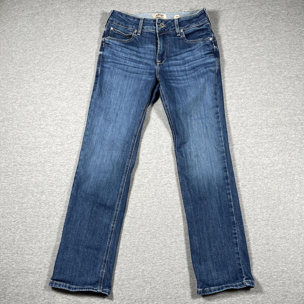 Ariat Jeans Womens 30 S Blue Denim Perfect Rise Straight Mid Rise Embroidered